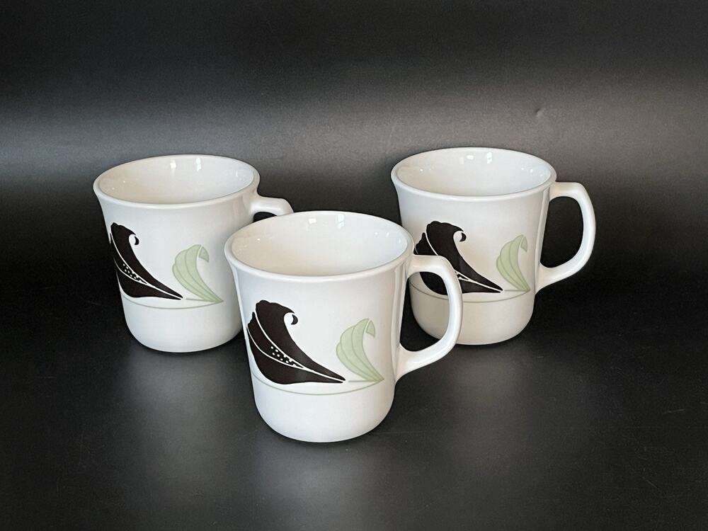 3 Vintage Cup Corelle Corning USA Coffee Mugs Retro 1990's Kitchenware M.Wave Ok